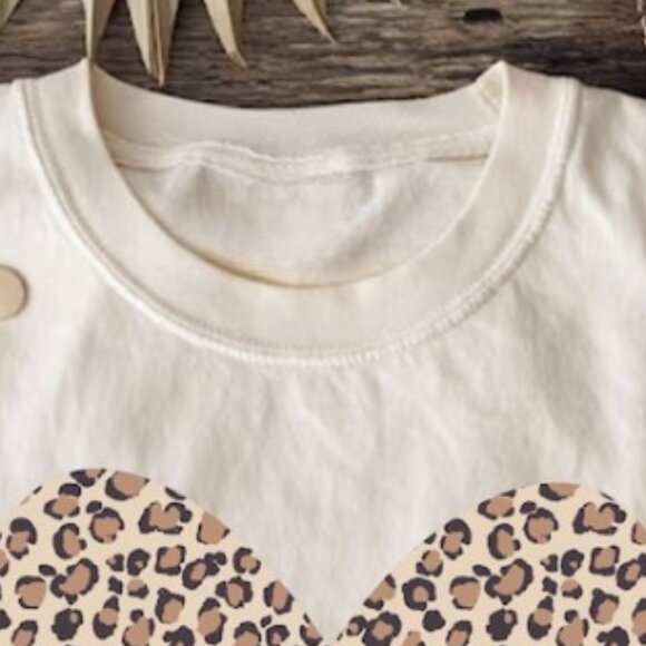 Leopard Heart Shirt, Valentine Heart T-Shirt, Cute Valentine Day Shirt - Picture 3 of 4